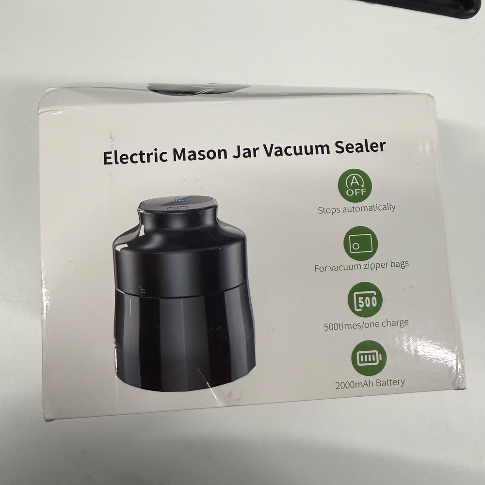 Arctiiro Electric Mason Jar Vacuum Sealer Kit Cordless Rechargeable Black NEW